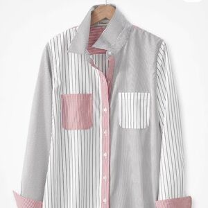 NWT Coldwater Greek Striped Button-Up Shirt women’s size 24 W